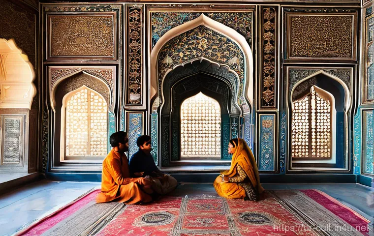 문화예술사와 문화기획의 차이 - **An immersive and richly detailed wide shot inside the historic Shish Mahal (Palace of Mirrors) at ...