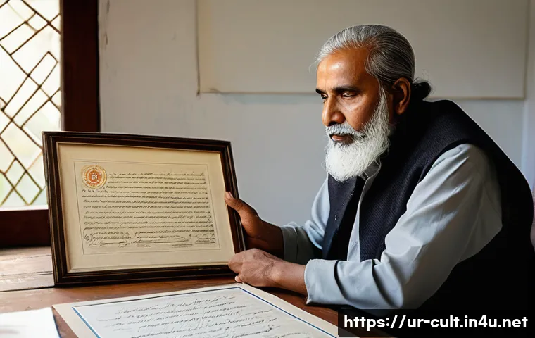 문화예술사 자격증 갱신 절차 - **Prompt:** "A contemplative and slightly worried Pakistani cultural artist, aged around 50-60, male...