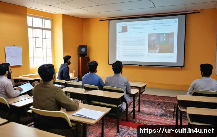 문화예술사 자격증과 관련된 교육 과정 - A modern classroom setting in Pakistan showing a diverse group of adult students engaged in an onlin...